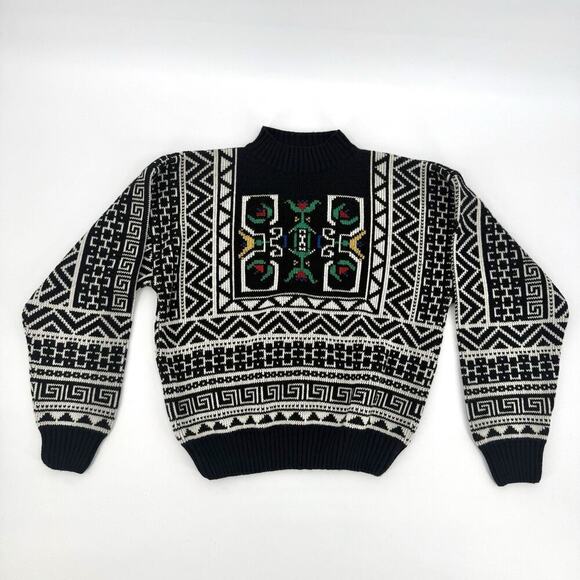 Vintage Demetre Sweater Womens L Acrylic Mock Neck Ski Retro Geometric 70's 80's - Picture 8 of 9